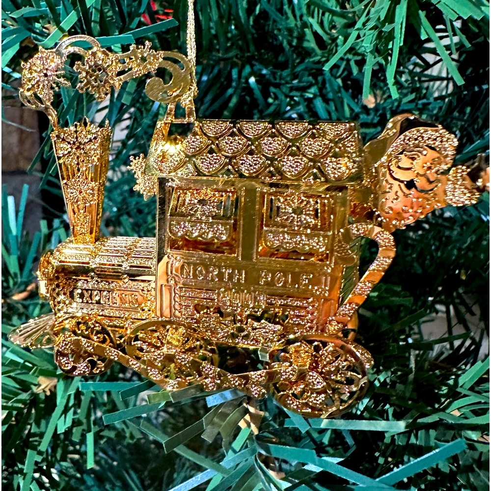 2003 Danbury Mint Gold Christmas Ornament “North Pole Express”